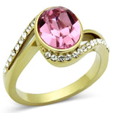 TK1097 - IP Gold(Ion Plating) Stainless Steel Ring with Top Grade Crystal  in Rose - Alamode