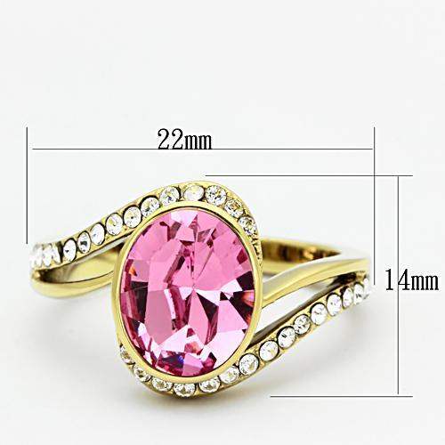TK1097 - IP Gold(Ion Plating) Stainless Steel Ring with Top Grade Crystal in Rose - Alamode - Flyclothing LLC