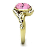 TK1097 - IP Gold(Ion Plating) Stainless Steel Ring with Top Grade Crystal  in Rose - Alamode