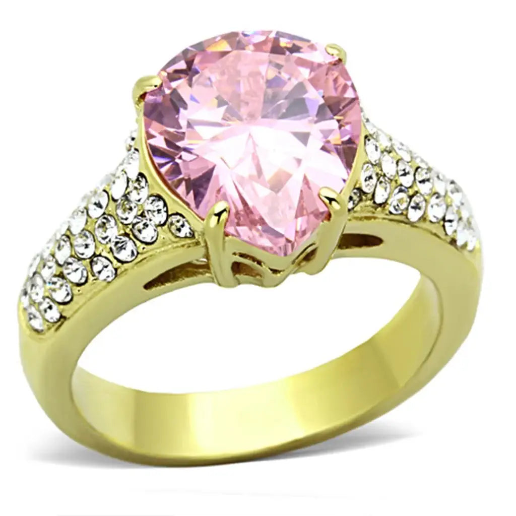TK1098 - IP Gold(Ion Plating) Stainless Steel Ring with AAA Grade CZ in Rose - Alamode - Flyclothing LLC