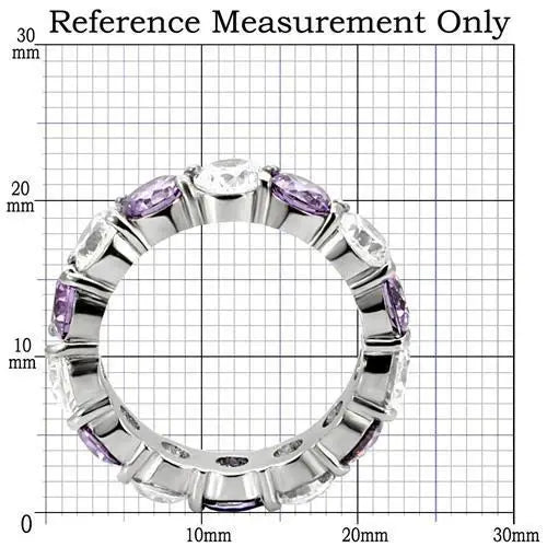 TK109 - High polished (no plating) Stainless Steel Ring with AAA Grade CZ in Amethyst - Alamode - Flyclothing LLC