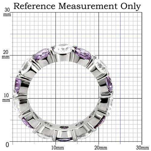 TK109 - High polished (no plating) Stainless Steel Ring with AAA Grade CZ in Amethyst - Alamode - Flyclothing LLC