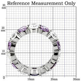 TK109 - High polished (no plating) Stainless Steel Ring with AAA Grade CZ  in Amethyst - Alamode