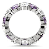 TK109 - High polished (no plating) Stainless Steel Ring with AAA Grade CZ  in Amethyst - Alamode