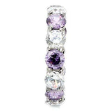 TK109 - High polished (no plating) Stainless Steel Ring with AAA Grade CZ in Amethyst - Alamode - Flyclothing LLC