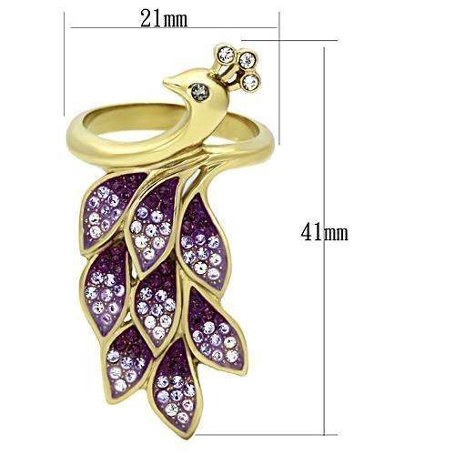 TK1101 - IP Gold(Ion Plating) Stainless Steel Ring with Top Grade Crystal in Multi Color - Alamode - Flyclothing LLC