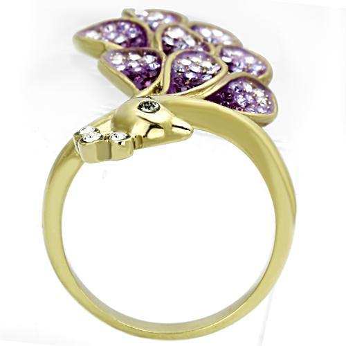 TK1101 - IP Gold(Ion Plating) Stainless Steel Ring with Top Grade Crystal in Multi Color - Alamode - Flyclothing LLC