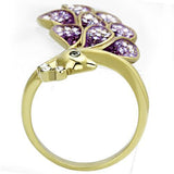 TK1101 - IP Gold(Ion Plating) Stainless Steel Ring with Top Grade Crystal  in Multi Color - Alamode