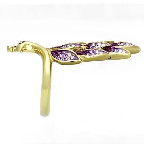 TK1101 - IP Gold(Ion Plating) Stainless Steel Ring with Top Grade Crystal in Multi Color - Alamode - Flyclothing LLC