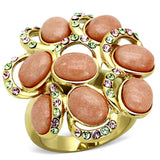 TK1102 - IP Gold(Ion Plating) Stainless Steel Ring with Synthetic Coral in Orange - Alamode - Flyclothing LLC