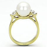 TK1103 - IP Gold(Ion Plating) Stainless Steel Ring with Synthetic Pearl in White - Alamode - Flyclothing LLC
