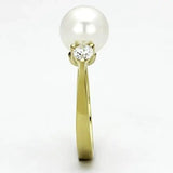 TK1103 - IP Gold(Ion Plating) Stainless Steel Ring with Synthetic Pearl in White - Alamode - Flyclothing LLC