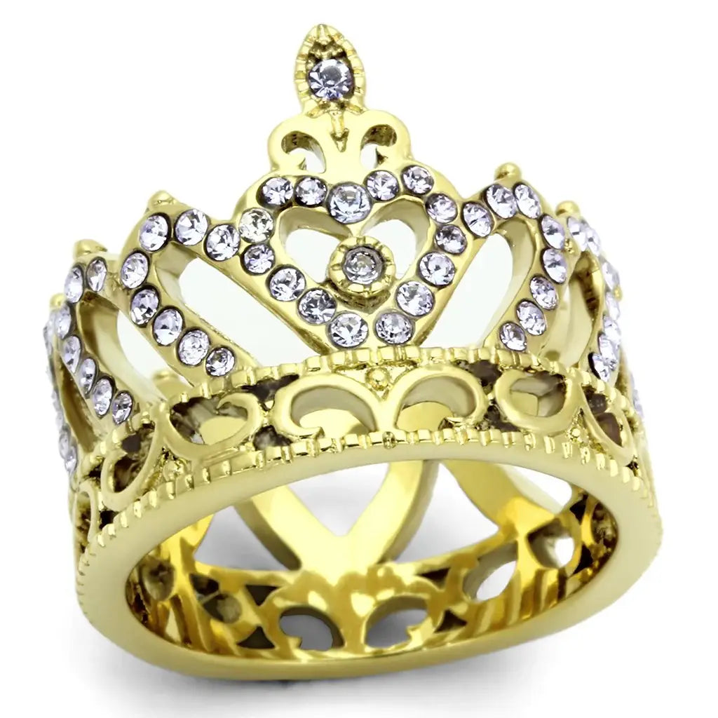 TK1105 - IP Gold(Ion Plating) Stainless Steel Ring with Top Grade Crystal in Tanzanite - Alamode - Flyclothing LLC