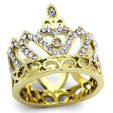 TK1105 - IP Gold(Ion Plating) Stainless Steel Ring with Top Grade Crystal  in Tanzanite - Alamode