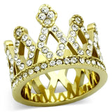 TK1109 - IP Gold(Ion Plating) Stainless Steel Ring with Top Grade Crystal in Clear - Alamode - Flyclothing LLC