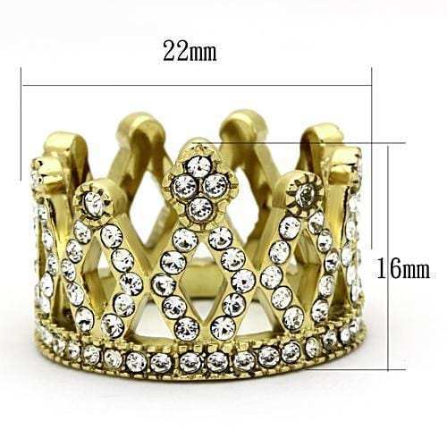 TK1109 - IP Gold(Ion Plating) Stainless Steel Ring with Top Grade Crystal in Clear - Alamode - Flyclothing LLC