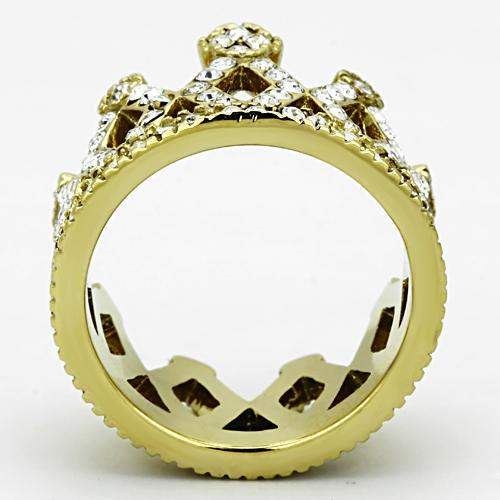 TK1109 - IP Gold(Ion Plating) Stainless Steel Ring with Top Grade Crystal in Clear - Alamode - Flyclothing LLC