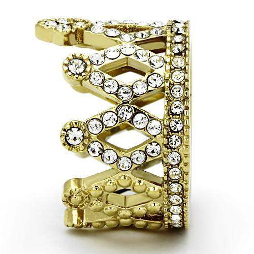TK1109 - IP Gold(Ion Plating) Stainless Steel Ring with Top Grade Crystal in Clear - Alamode - Flyclothing LLC