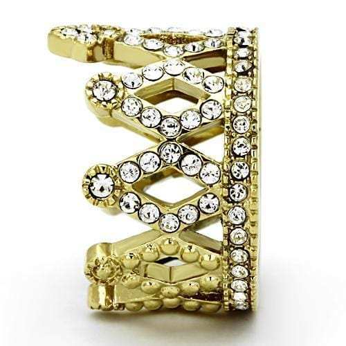TK1109 - IP Gold(Ion Plating) Stainless Steel Ring with Top Grade Crystal in Clear - Alamode - Flyclothing LLC