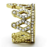 TK1109 - IP Gold(Ion Plating) Stainless Steel Ring with Top Grade Crystal  in Clear - Alamode