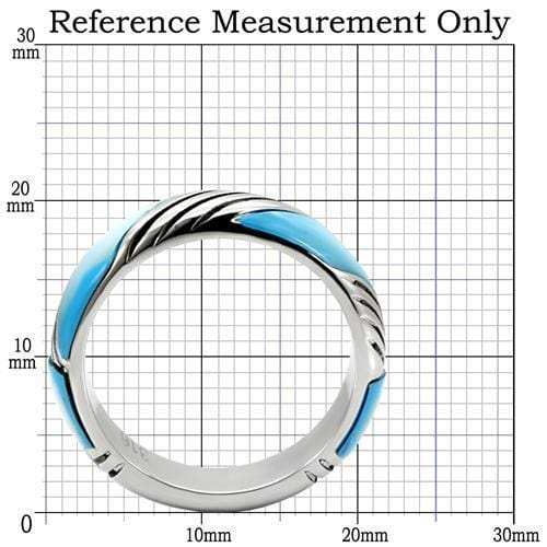 TK110 - High polished (no plating) Stainless Steel Ring with Precious Stone Conch in Sea Blue - Alamode - Flyclothing LLC
