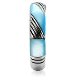 TK110 - High polished (no plating) Stainless Steel Ring with Precious Stone Conch in Sea Blue - Alamode - Flyclothing LLC
