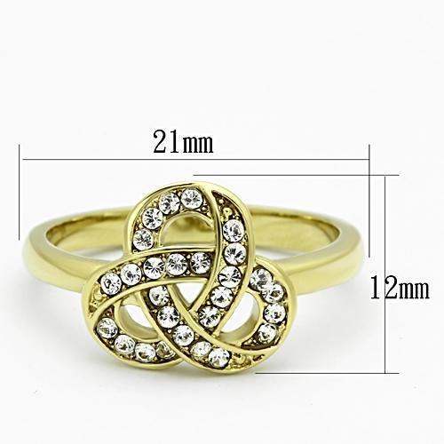 TK1111 - IP Gold(Ion Plating) Stainless Steel Ring with Top Grade Crystal in Clear - Alamode - Flyclothing LLC