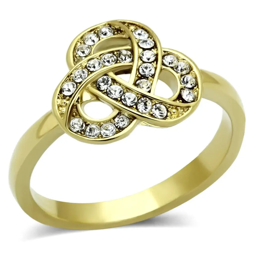TK1111 - IP Gold(Ion Plating) Stainless Steel Ring with Top Grade Crystal in Clear - Alamode - Flyclothing LLC