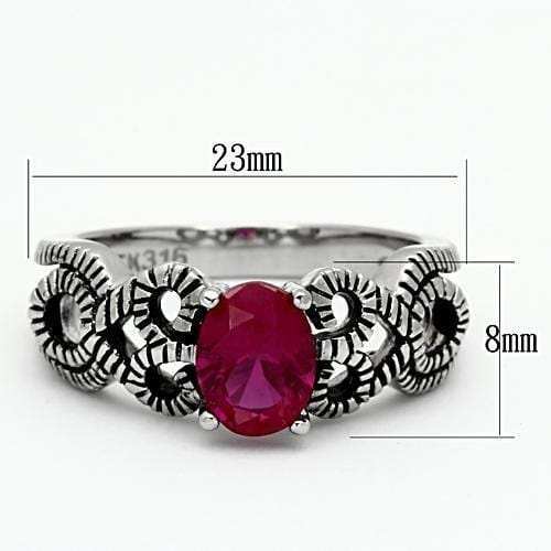 TK1112 - High polished (no plating) Stainless Steel Ring with AAA Grade CZ in Ruby - Alamode - Flyclothing LLC