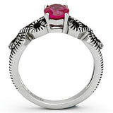 TK1112 - High polished (no plating) Stainless Steel Ring with AAA Grade CZ  in Ruby - Alamode