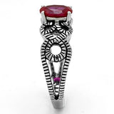 TK1112 - High polished (no plating) Stainless Steel Ring with AAA Grade CZ  in Ruby - Alamode