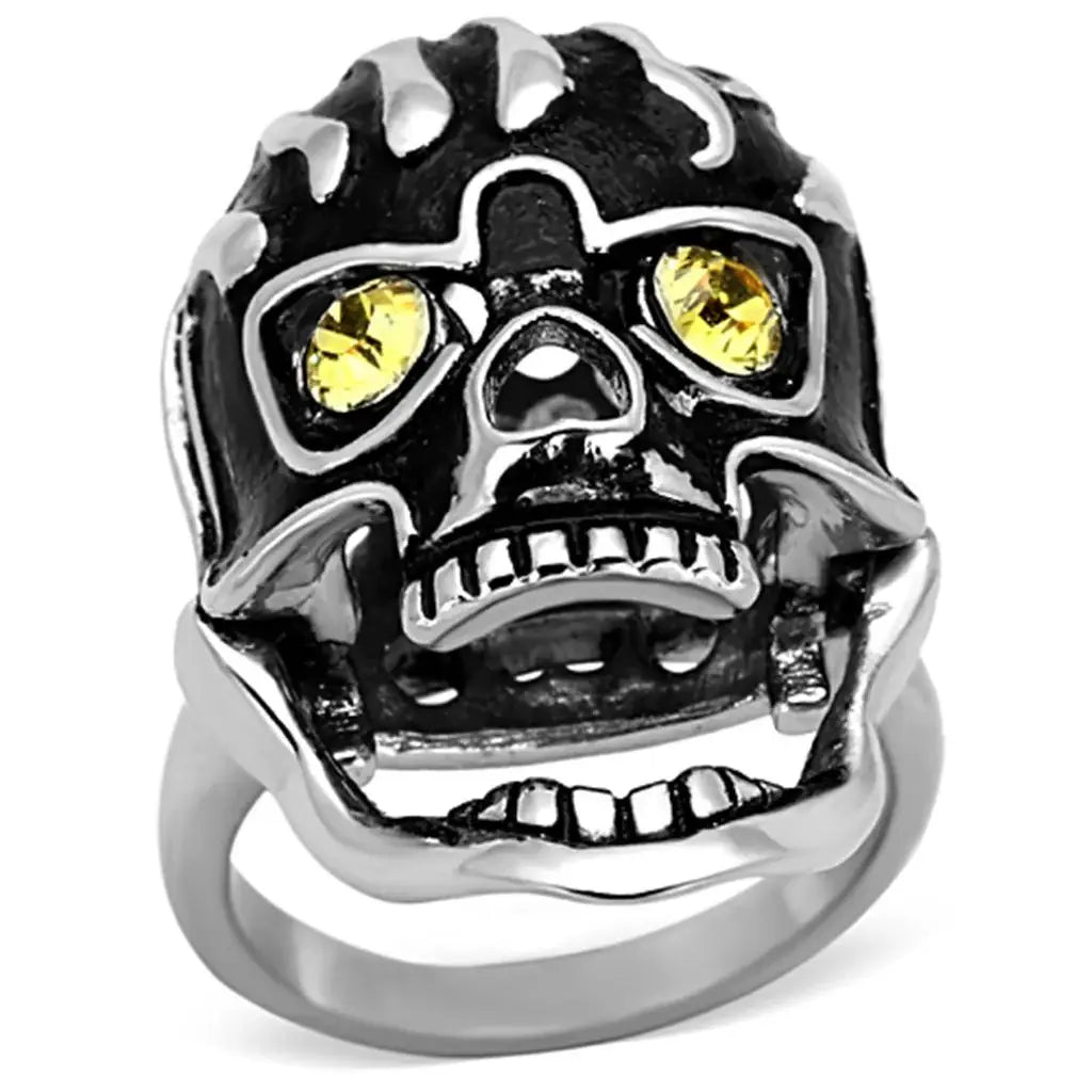 TK1114 - High polished (no plating) Stainless Steel Ring with Top Grade Crystal in Topaz - Alamode - Flyclothing LLC