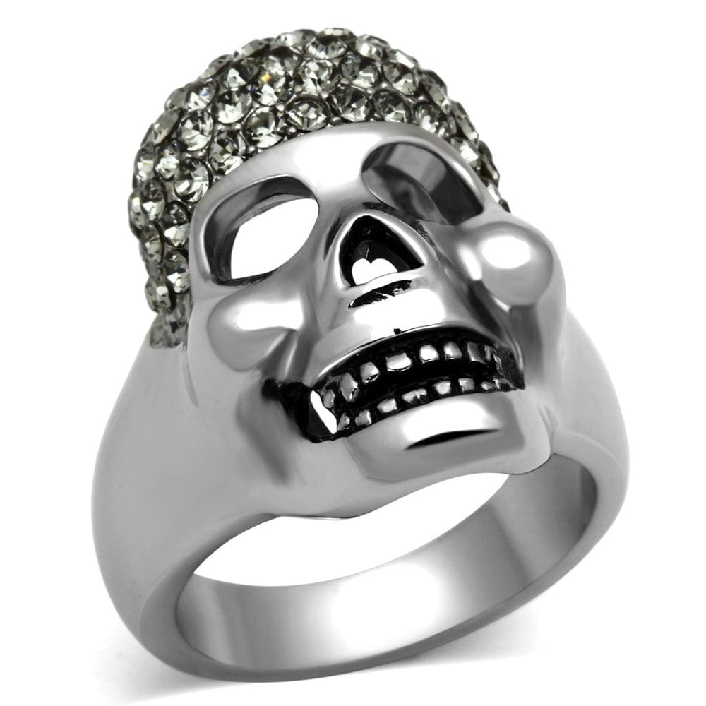 TK1116 - High polished (no plating) Stainless Steel Ring with Top Grade Crystal  in Black Diamond - Alamode