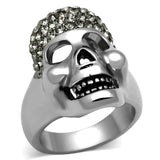 TK1116 - High polished (no plating) Stainless Steel Ring with Top Grade Crystal  in Black Diamond - Alamode