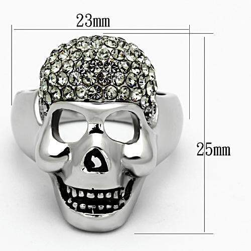 TK1116 - High polished (no plating) Stainless Steel Ring with Top Grade Crystal in Black Diamond - Alamode - Flyclothing LLC