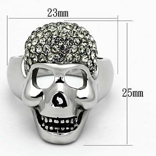 TK1116 - High polished (no plating) Stainless Steel Ring with Top Grade Crystal in Black Diamond - Alamode - Flyclothing LLC