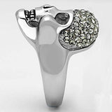 TK1116 - High polished (no plating) Stainless Steel Ring with Top Grade Crystal in Black Diamond - Alamode - Flyclothing LLC