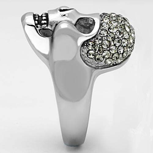TK1116 - High polished (no plating) Stainless Steel Ring with Top Grade Crystal in Black Diamond - Alamode - Flyclothing LLC