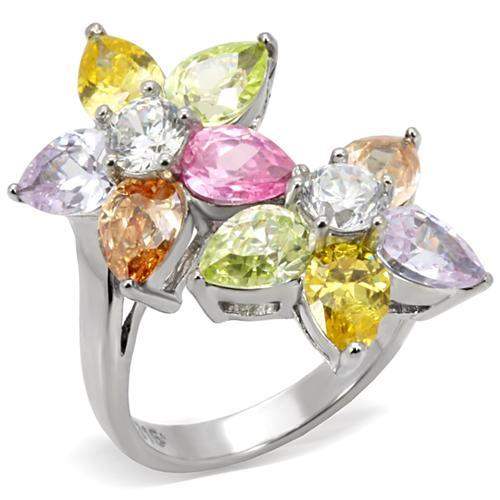 Kered Cocktail Ring - Stainless Steel, AAA CZ , Multi Color - TK111 - Alamode - Flyclothing LLC