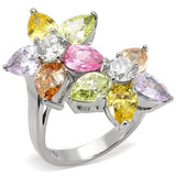 Kered Cocktail Ring - Stainless Steel, AAA CZ , Multi Color - TK111 - Alamode