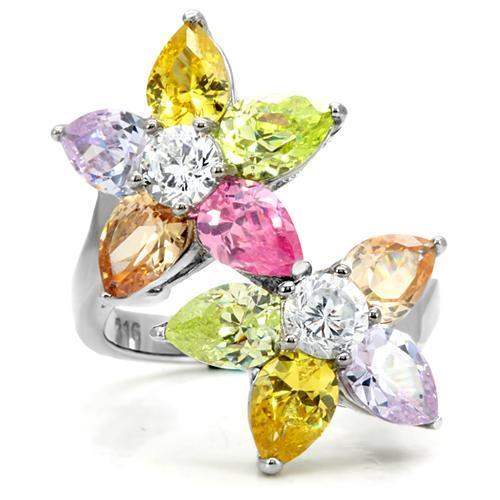 Kered Cocktail Ring - Stainless Steel, AAA CZ , Multi Color - TK111 - Alamode - Flyclothing LLC