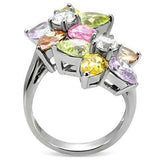 Kered Cocktail Ring - Stainless Steel, AAA CZ , Multi Color - TK111 - Alamode - Flyclothing LLC