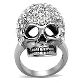 TK1120 - High polished (no plating) Stainless Steel Ring with Top Grade Crystal in Clear - Alamode - Flyclothing LLC