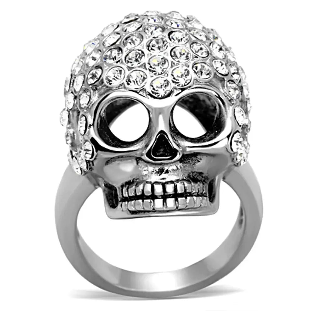 TK1120 - High polished (no plating) Stainless Steel Ring with Top Grade Crystal in Clear - Alamode - Flyclothing LLC