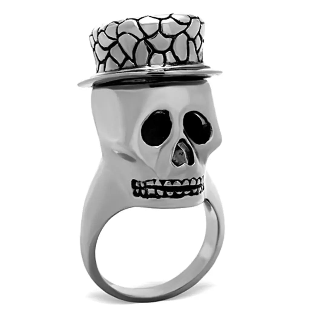 TK1121 - High polished (no plating) Stainless Steel Ring with Epoxy in Jet - Alamode - Flyclothing LLC