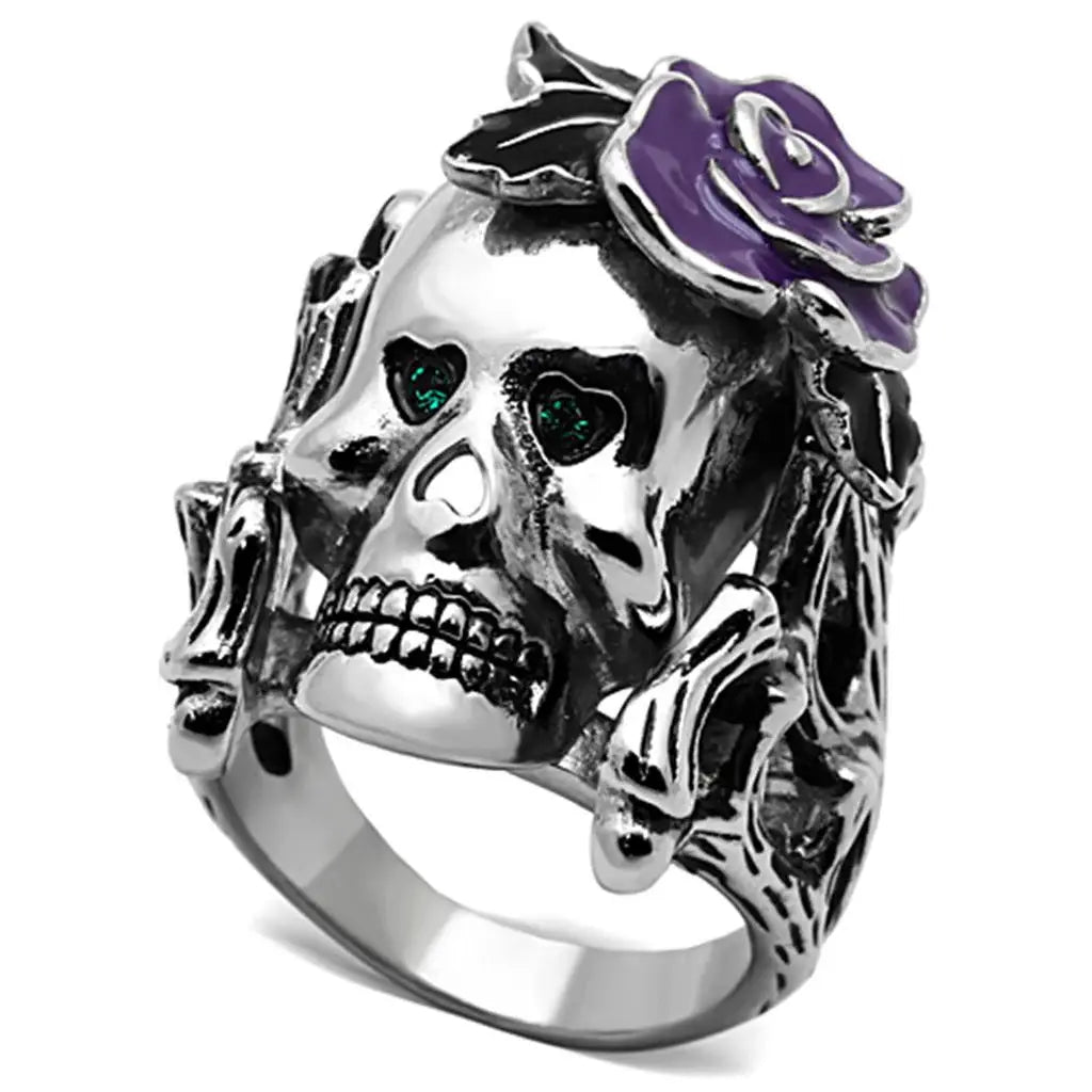 TK1122 - High polished (no plating) Stainless Steel Ring with Top Grade Crystal in Emerald - Alamode - Flyclothing LLC