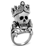 TK1123 - High polished (no plating) Stainless Steel Ring with Top Grade Crystal in Black Diamond - Alamode - Flyclothing LLC