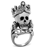 TK1123 - High polished (no plating) Stainless Steel Ring with Top Grade Crystal  in Black Diamond - Alamode