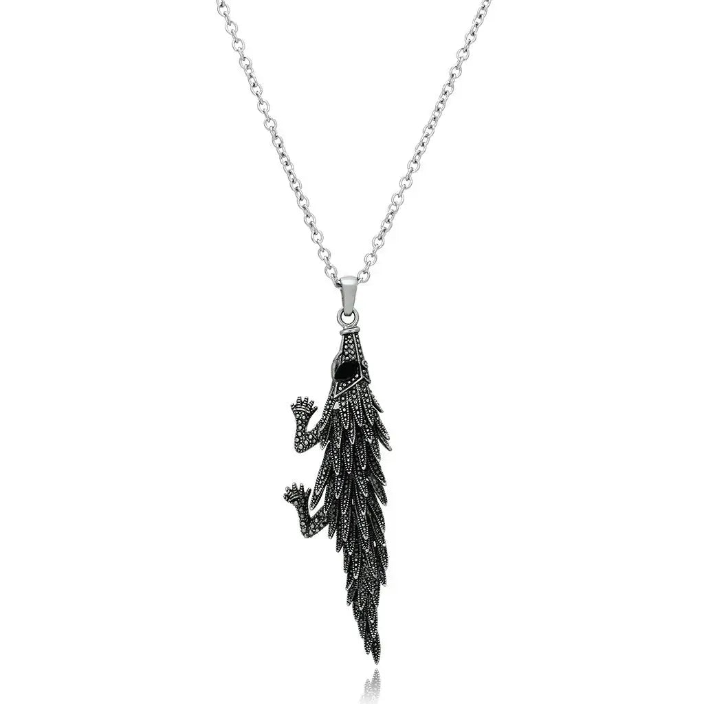 TK1124 - High polished (no plating) Stainless Steel Pendant with Top Grade Crystal in Jet - Alamode - Flyclothing LLC