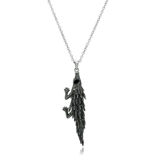 TK1124 - High polished (no plating) Stainless Steel Pendant with Top Grade Crystal in Jet - Alamode - Flyclothing LLC